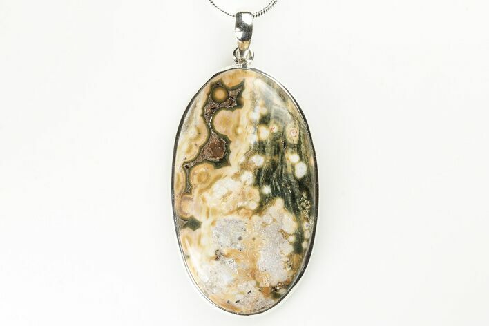 1.95" Ocean Jasper Pendant (Necklace) - 925 Sterling Silver  